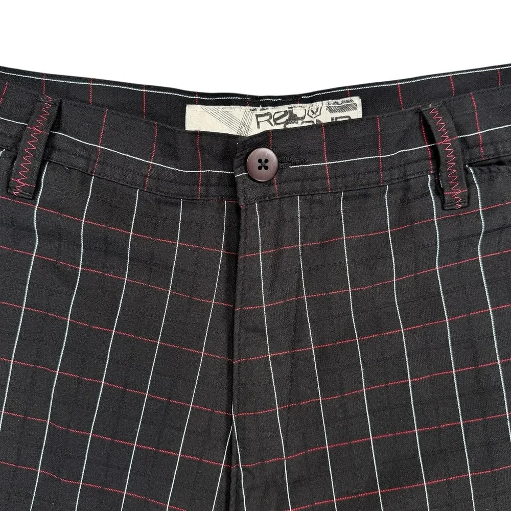 Redsand Mens 36 Black Plaid Cargo Shorts Ripstop Boardshorts Hybrid Y2K Surf